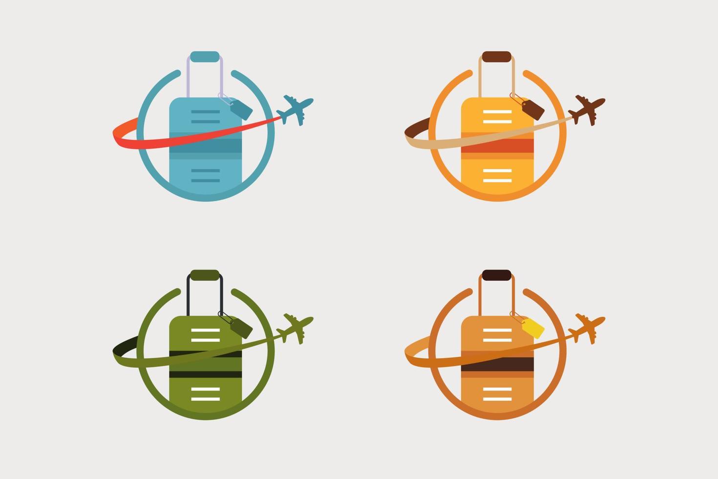 set of bag travel world logo design icon design stock vector
