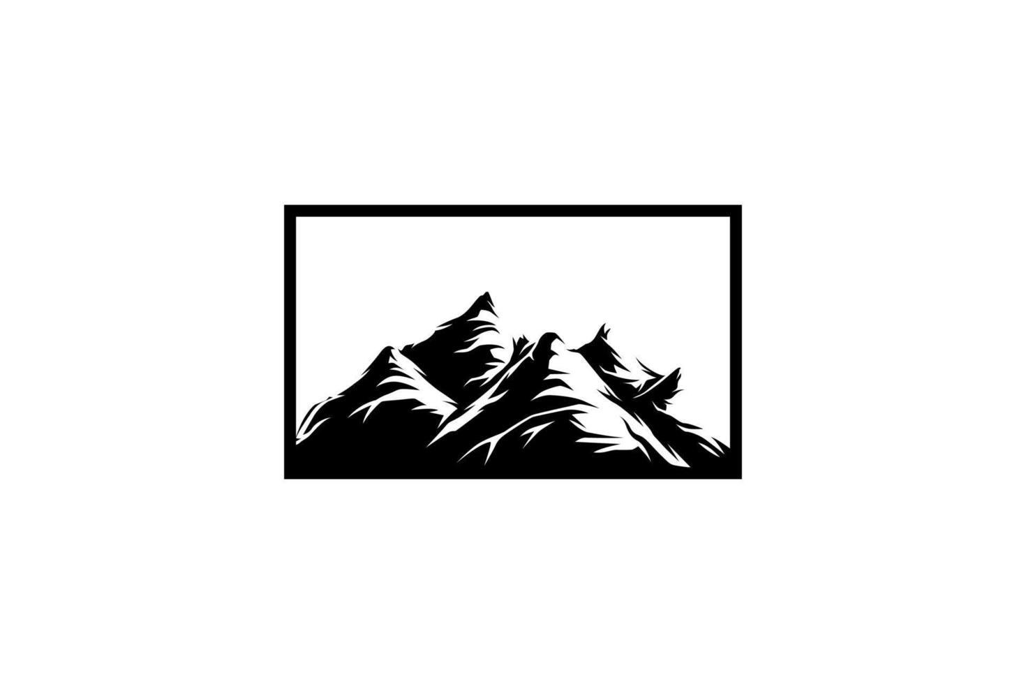 logo montaña con rectángulo marco diseño icono modelo elemento valores vector