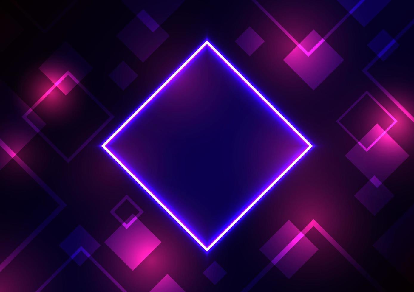 Futuristic blue neon purple square modern technology abstract background vector