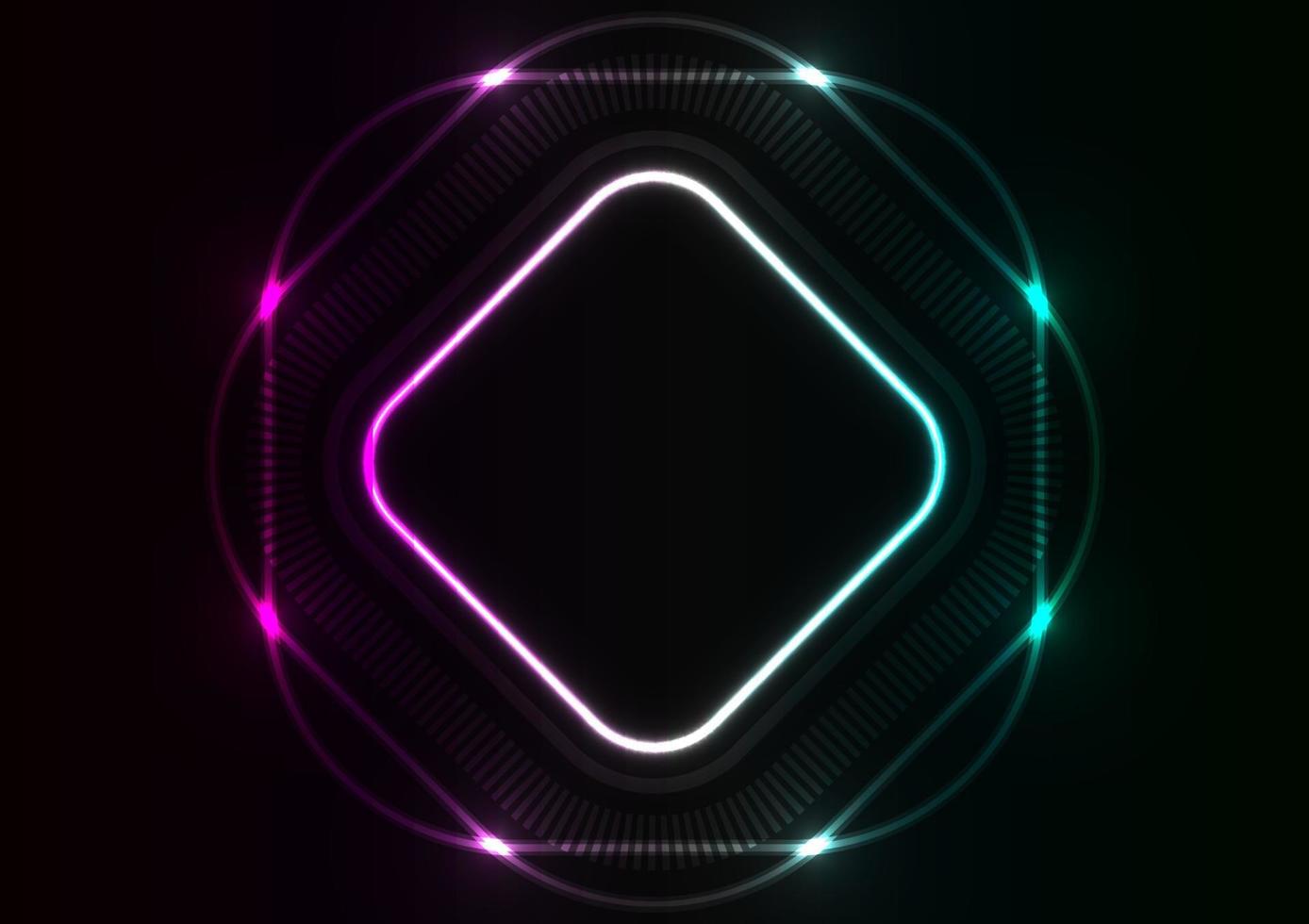 Cyber technology neon square modern future dark background vector