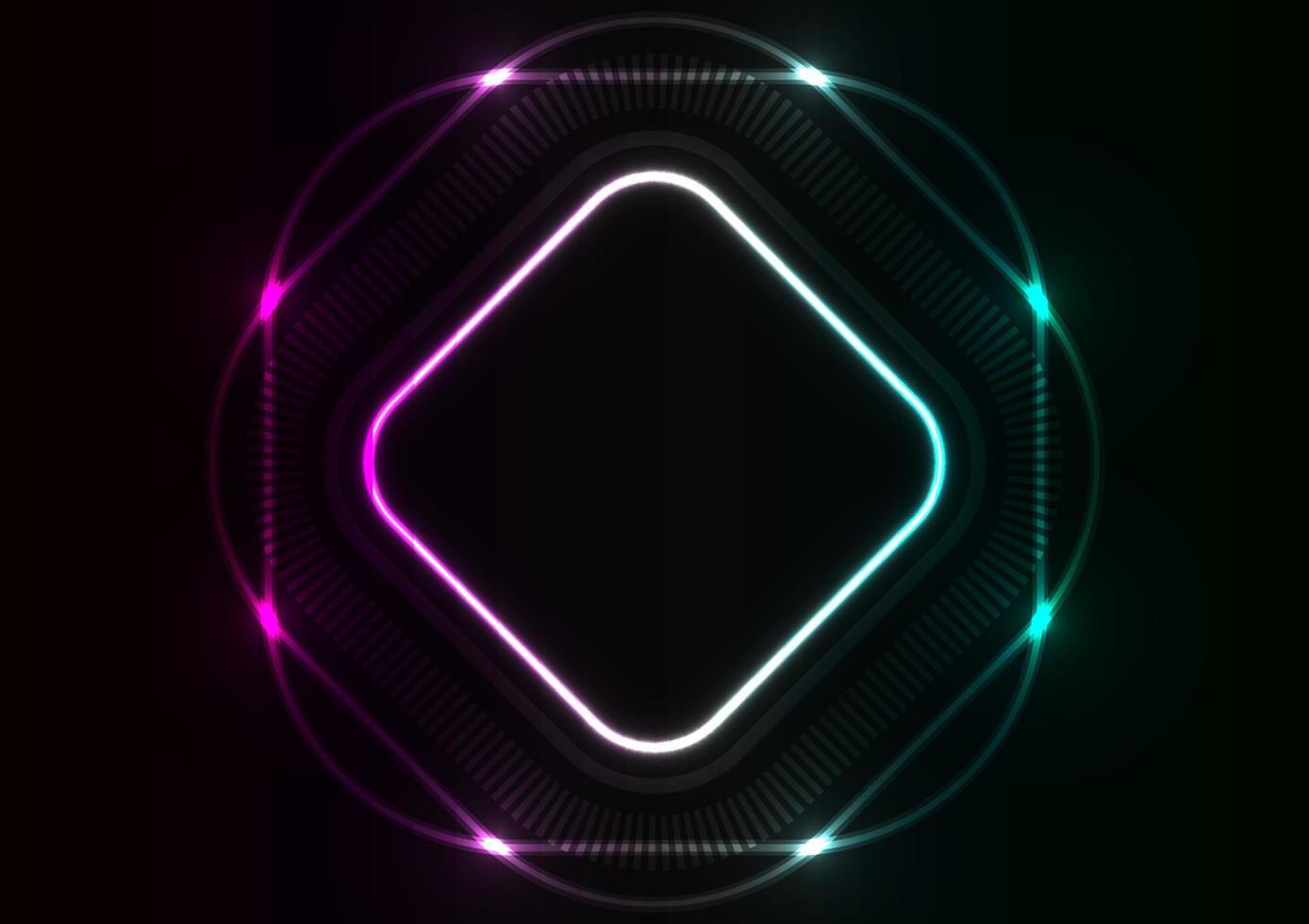 Cyber technology neon square modern future dark background vector