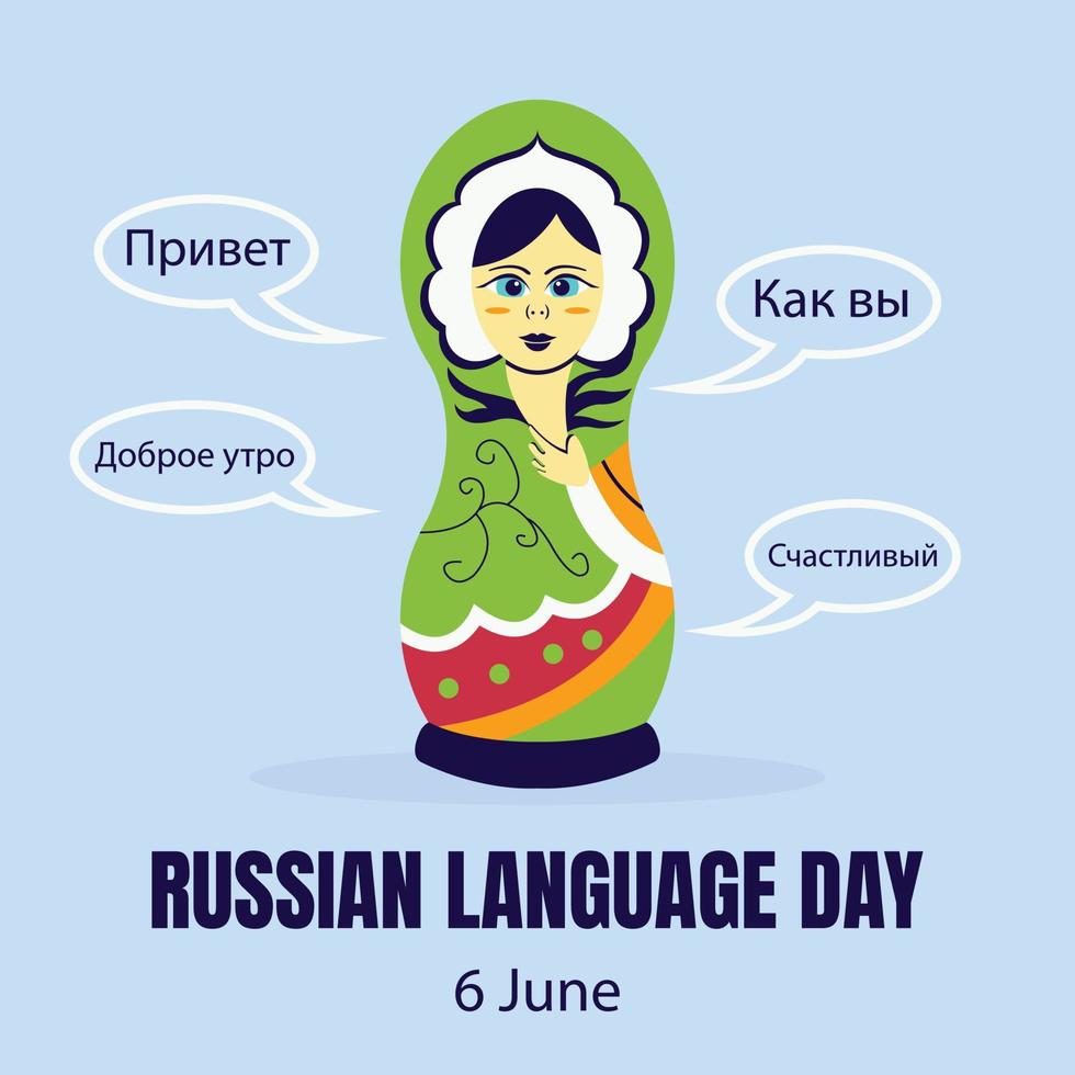 illustration vector graphic of Russian matryoshka dolls speak Russian language, perfect for international day, russian language day, celebrate, greeting card, etc.