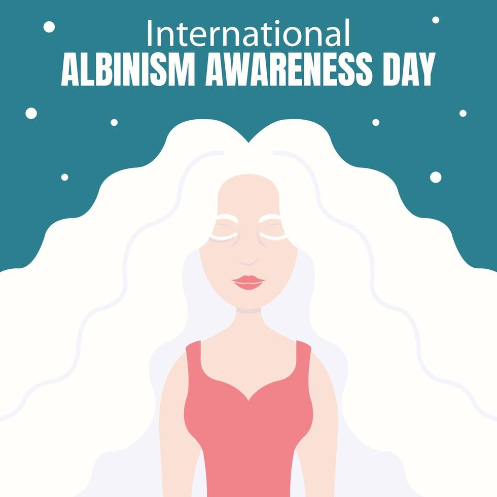 ilustración vector gráfico de un albino mujer con largo cabello, Perfecto para internacional día, internacional albinismo conciencia día, celebrar, saludo tarjeta, etc.