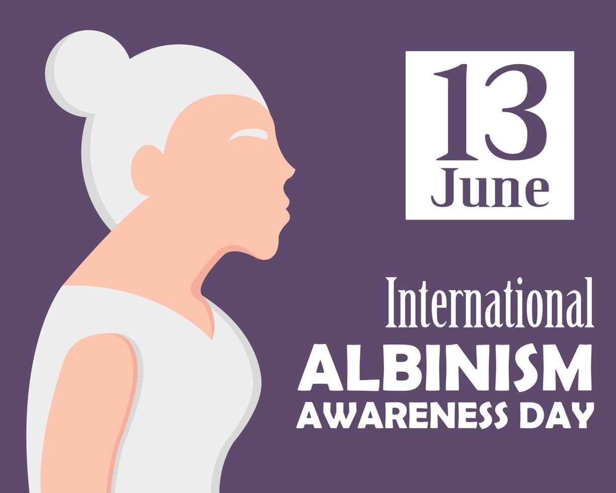 illustration vector graphic of an albino woman with her hair in a bun, perfect for international day, international albinism awareness day, celebrate, greeting card, etc.