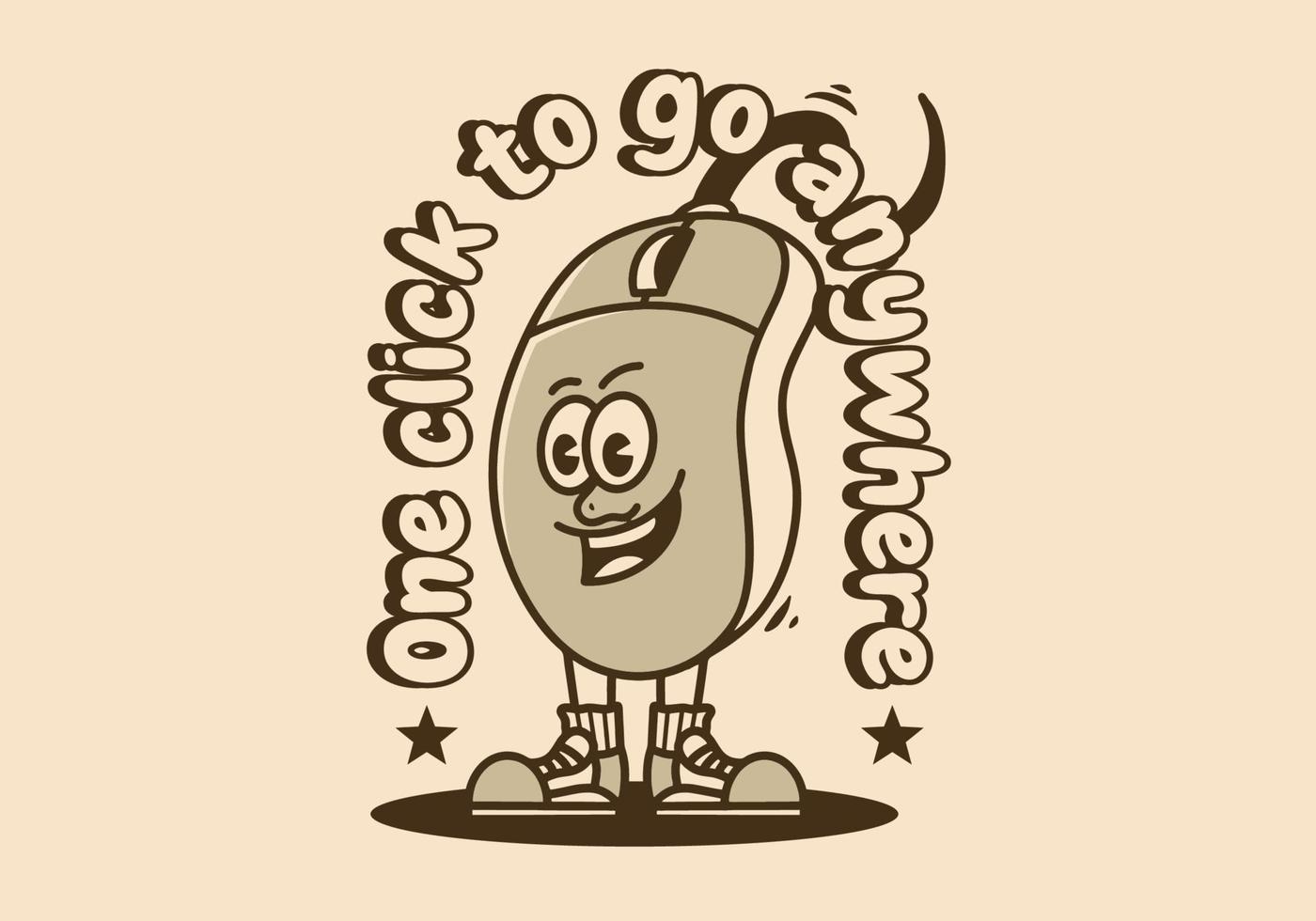 Mascot character design of standing computer mouse vector