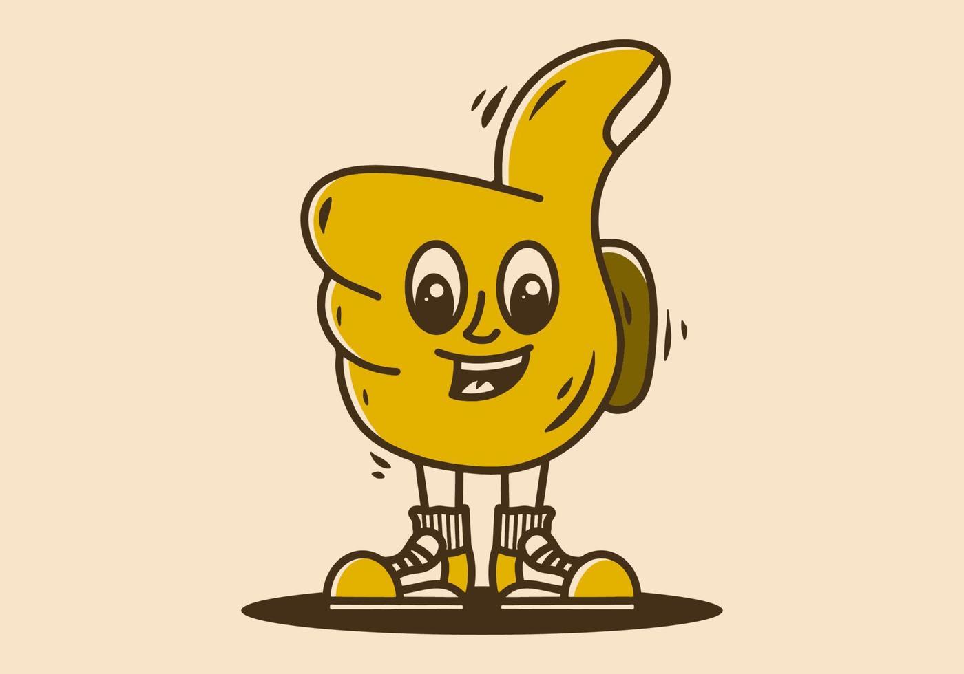 Mascot character design of thumb up vector