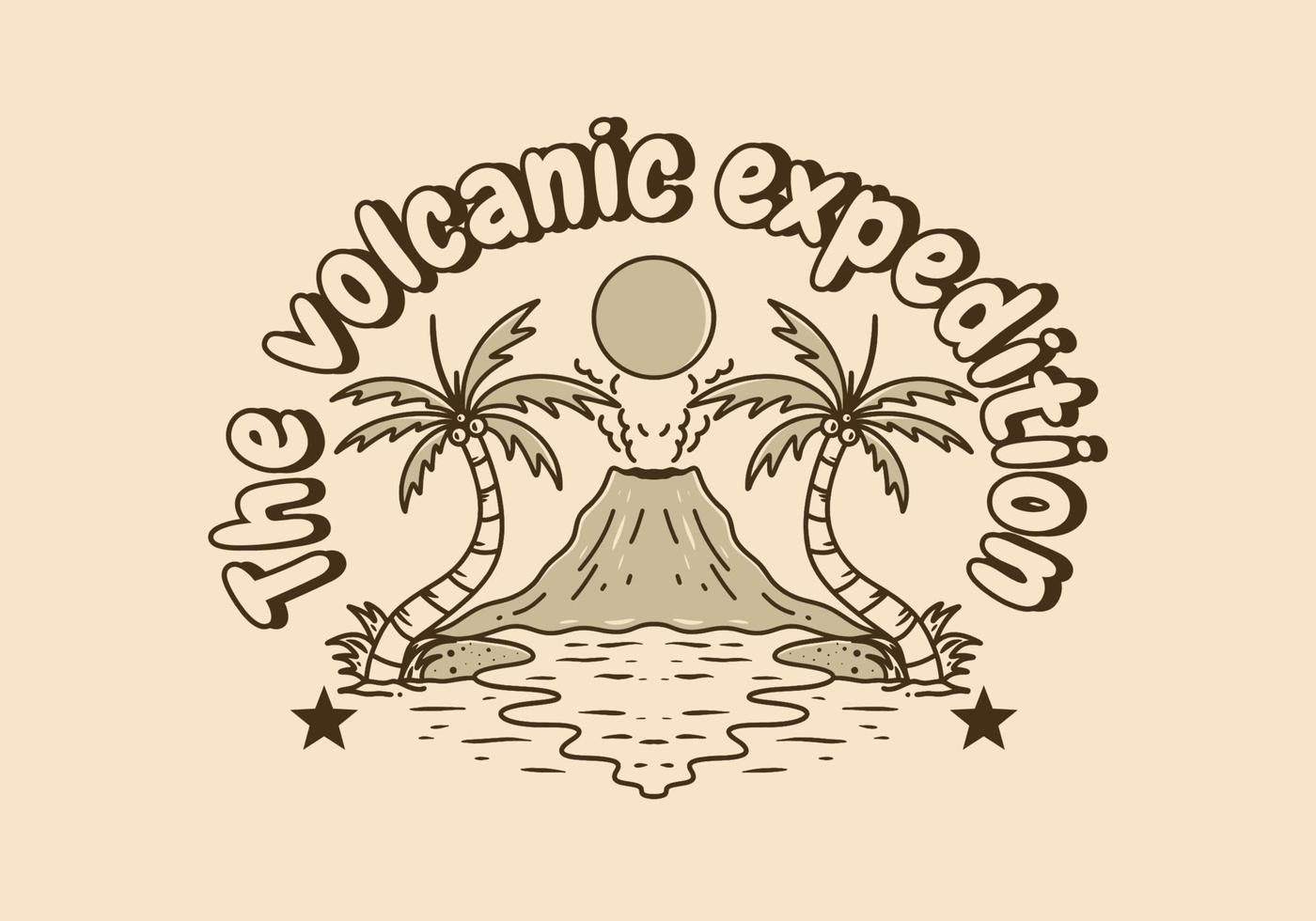 ilustración diseño de volcán y playa vector