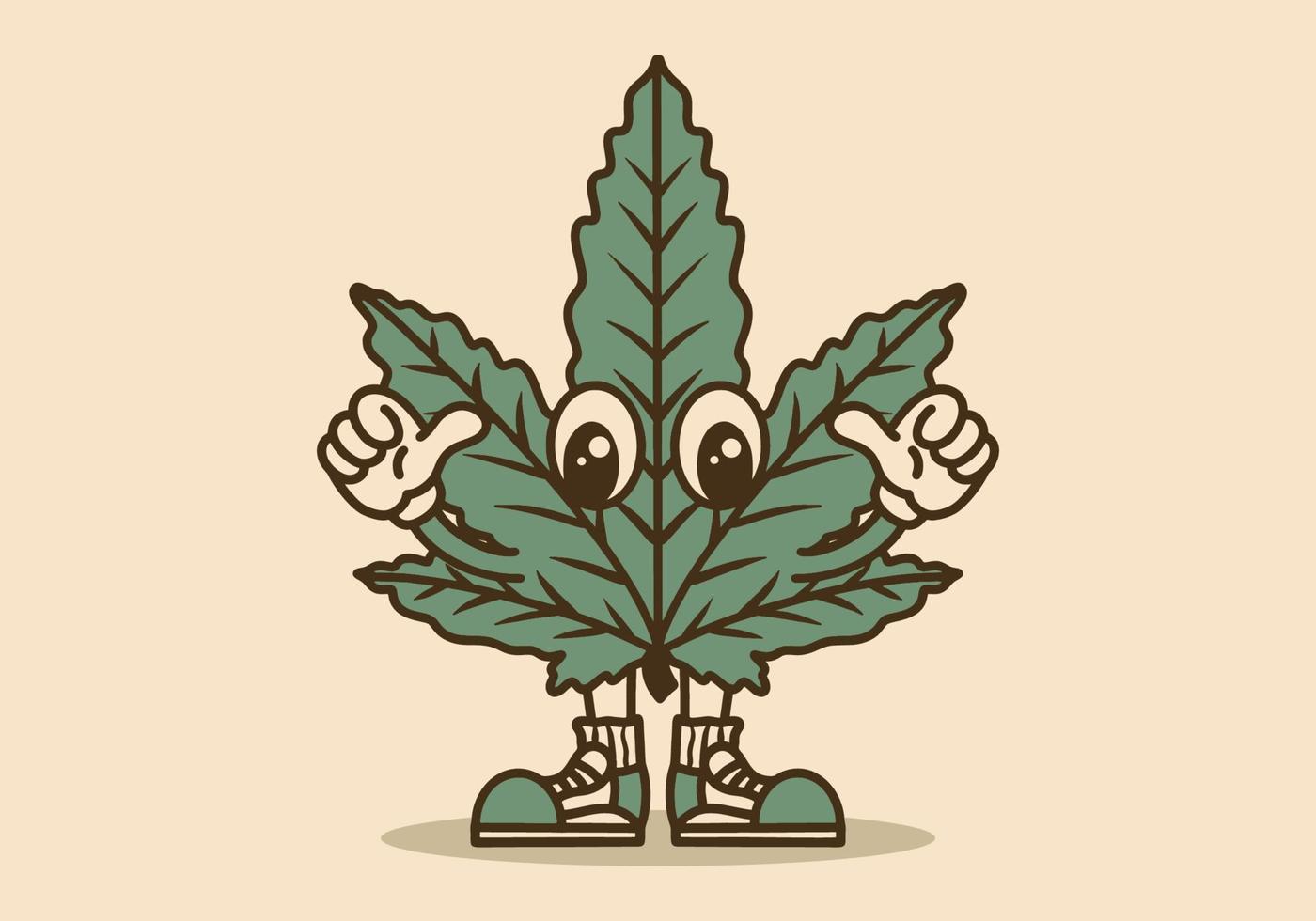 Mascot character design of standing cannabis leaf vector