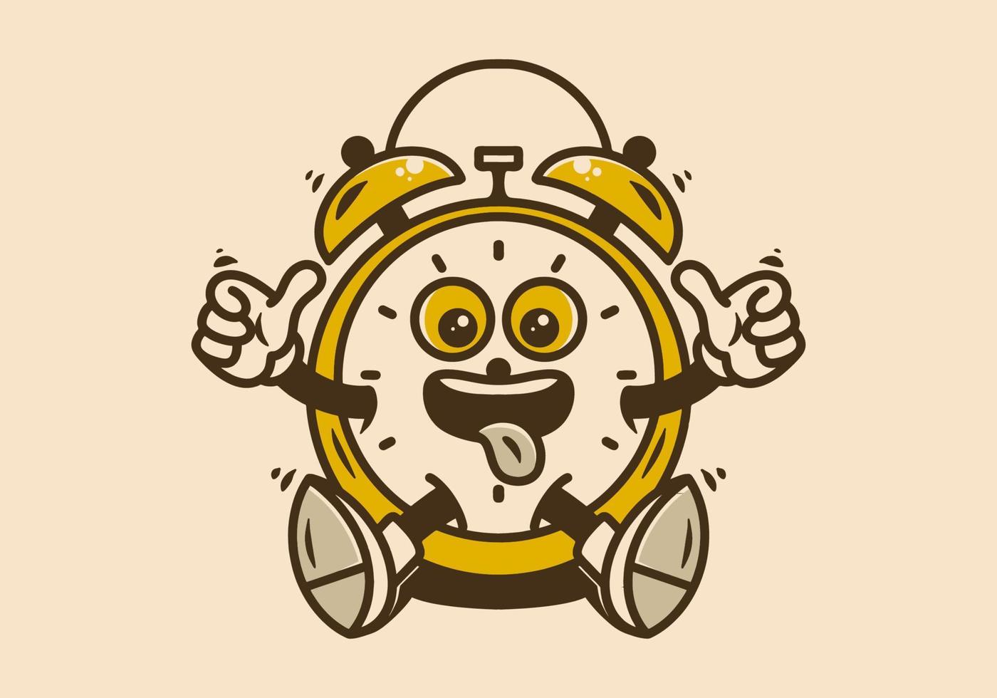 mascota personaje diseño de sentar alarma reloj vector