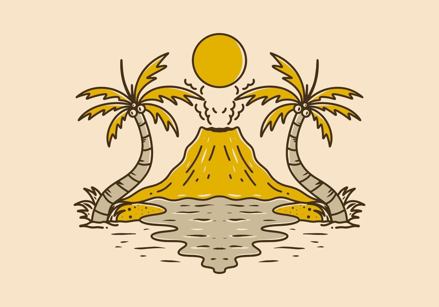 Illustration design of volcano and beach vector
