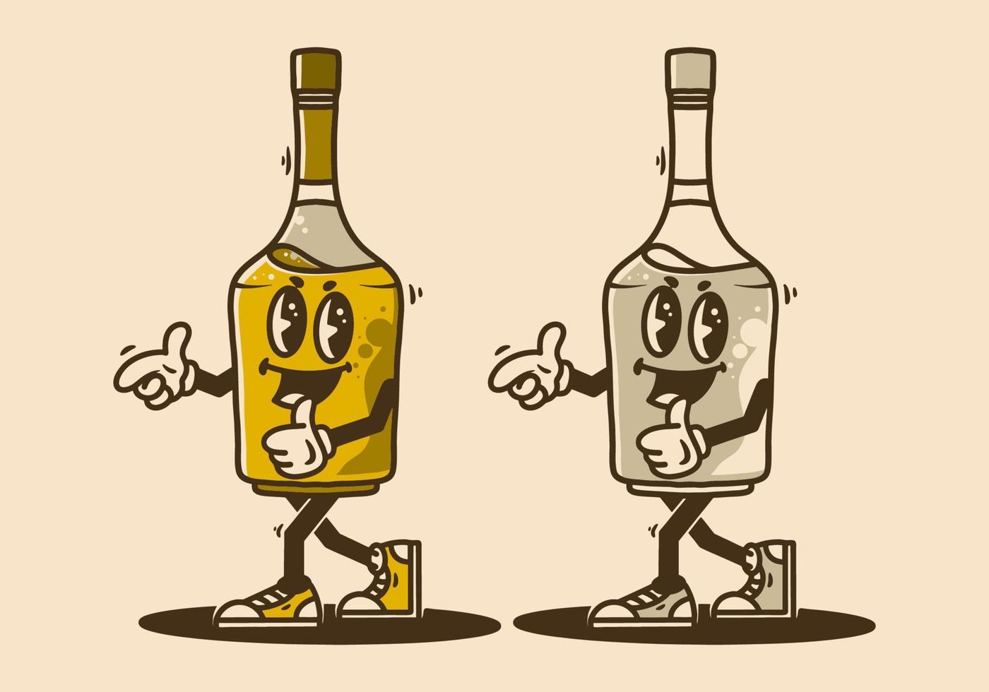 mascota personaje diseño de un alcohol botella vector