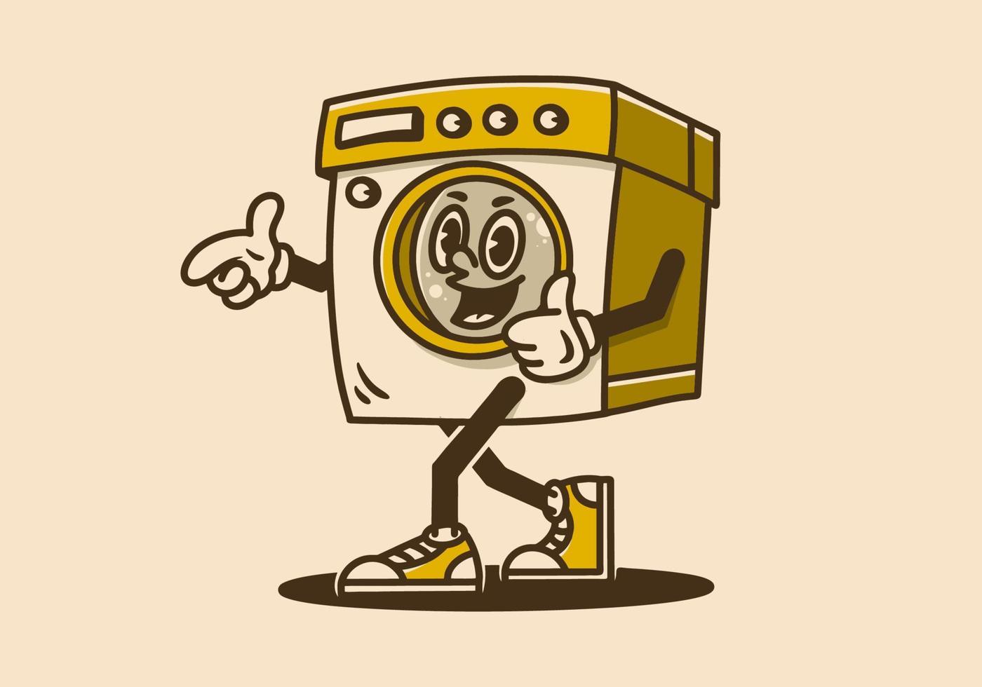 Mascot character design of a washing machine vector