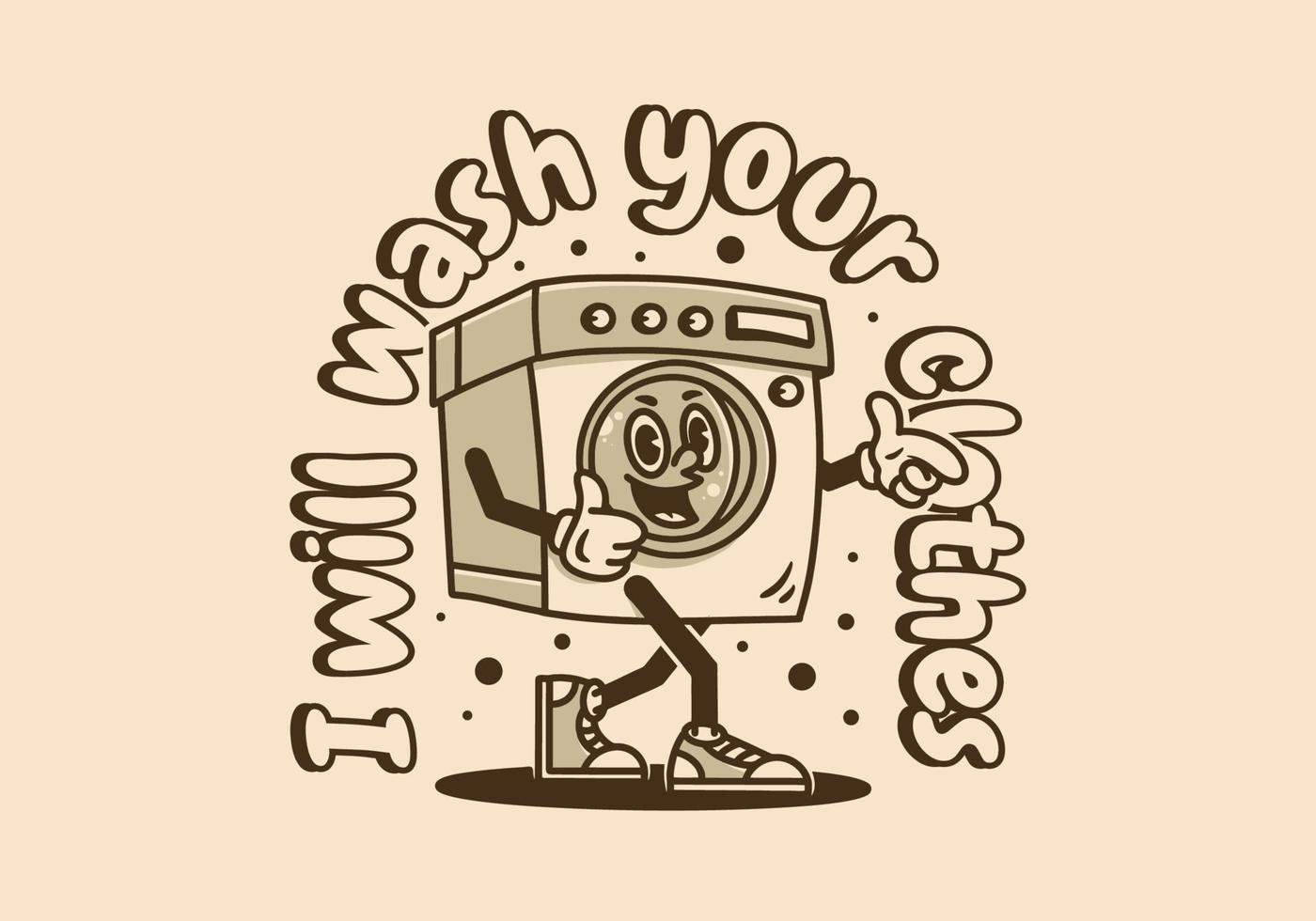 Mascot character design of a washing machine vector