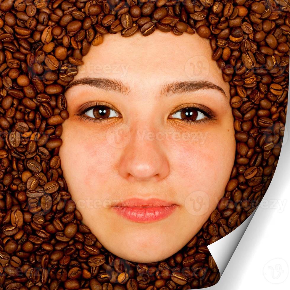 Coffee beans around of face 21060664 Stock Photo at Vecteezy