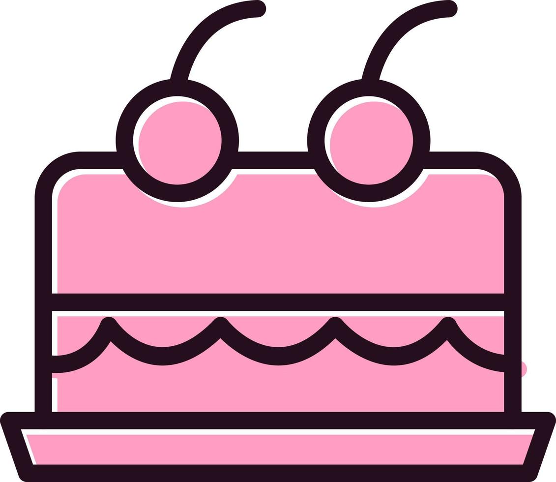 Cake With Cherry On Top Vector Icon