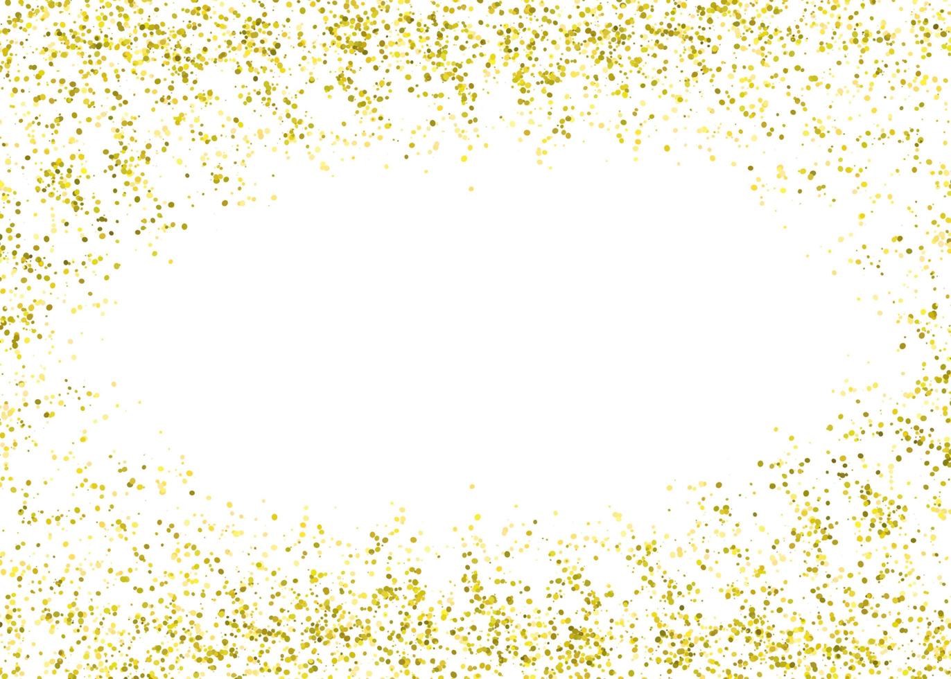 Gold glitter particles on white background photo