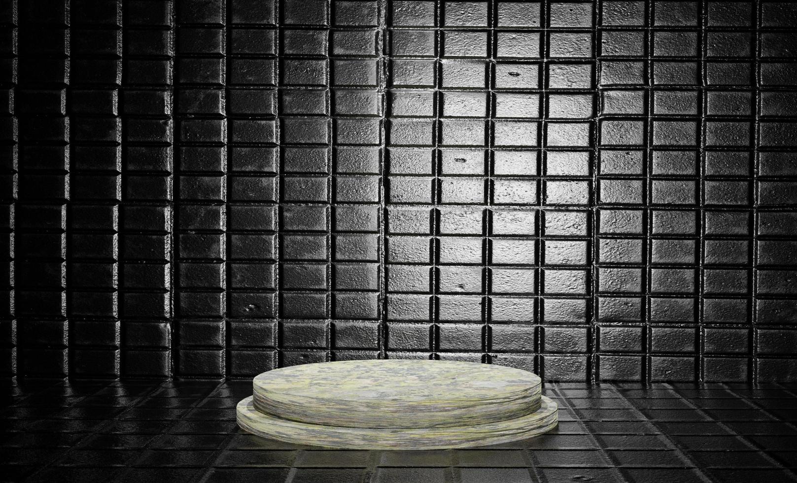 3D Rendering Podium Black Texture Background photo