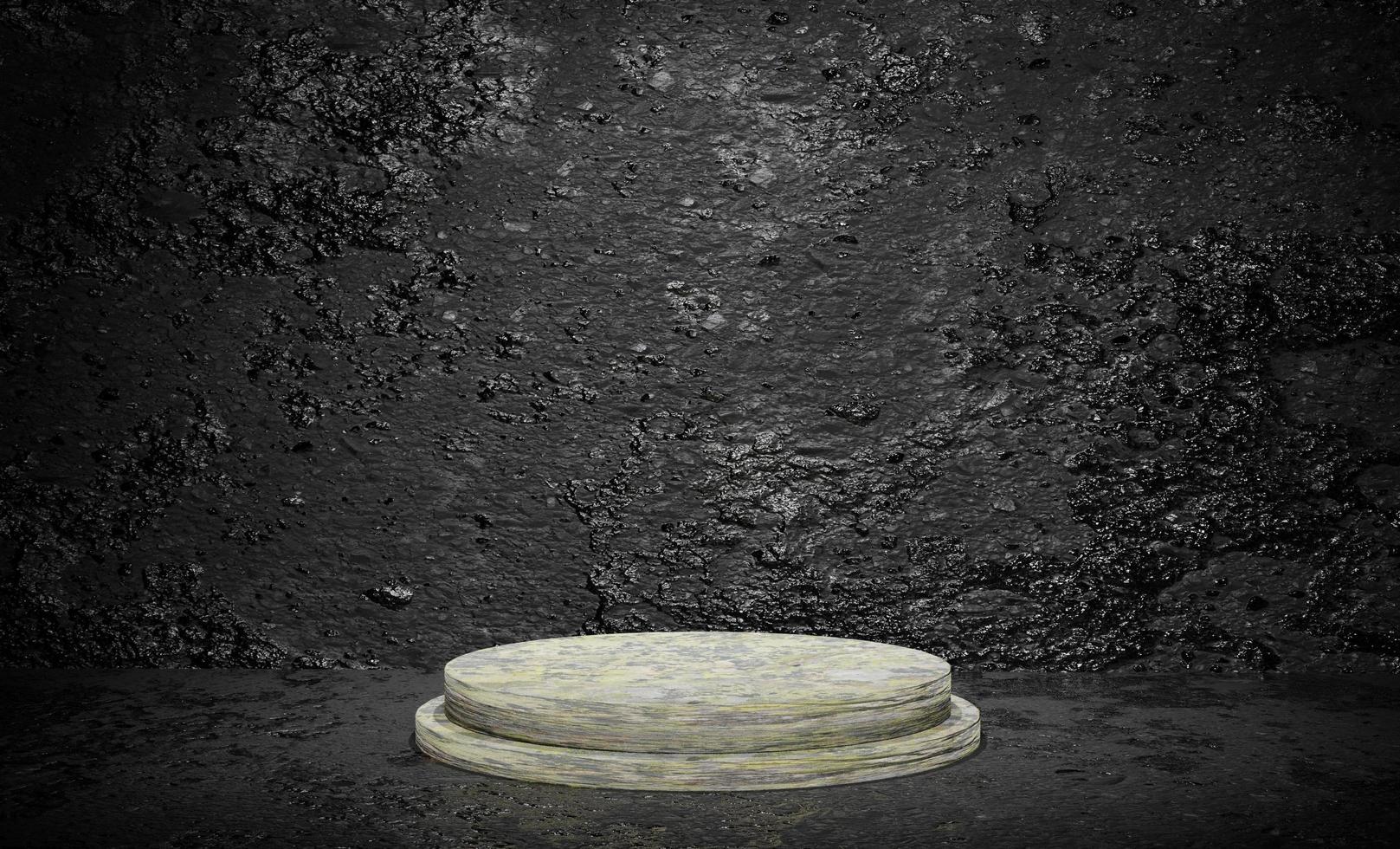 3D Rendering Podium Black Texture Background photo