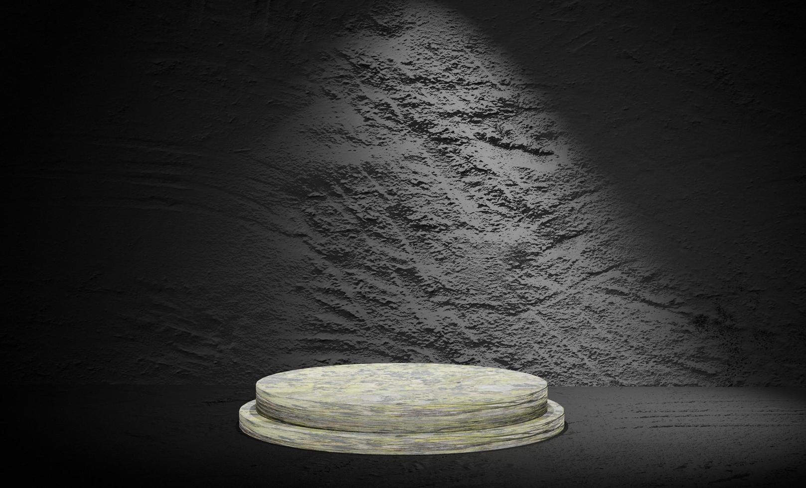 3D Rendering Podium Black Texture Background photo