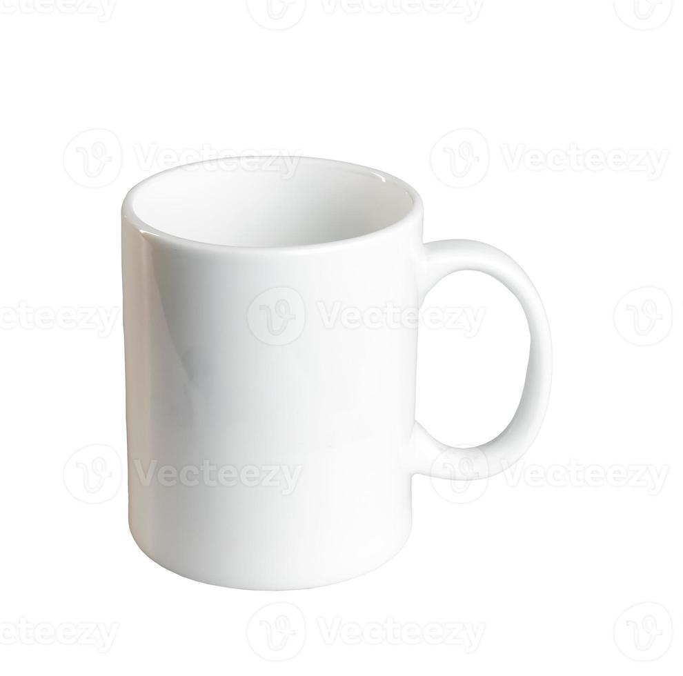 White cup isolate. Side view. Mockup template photo