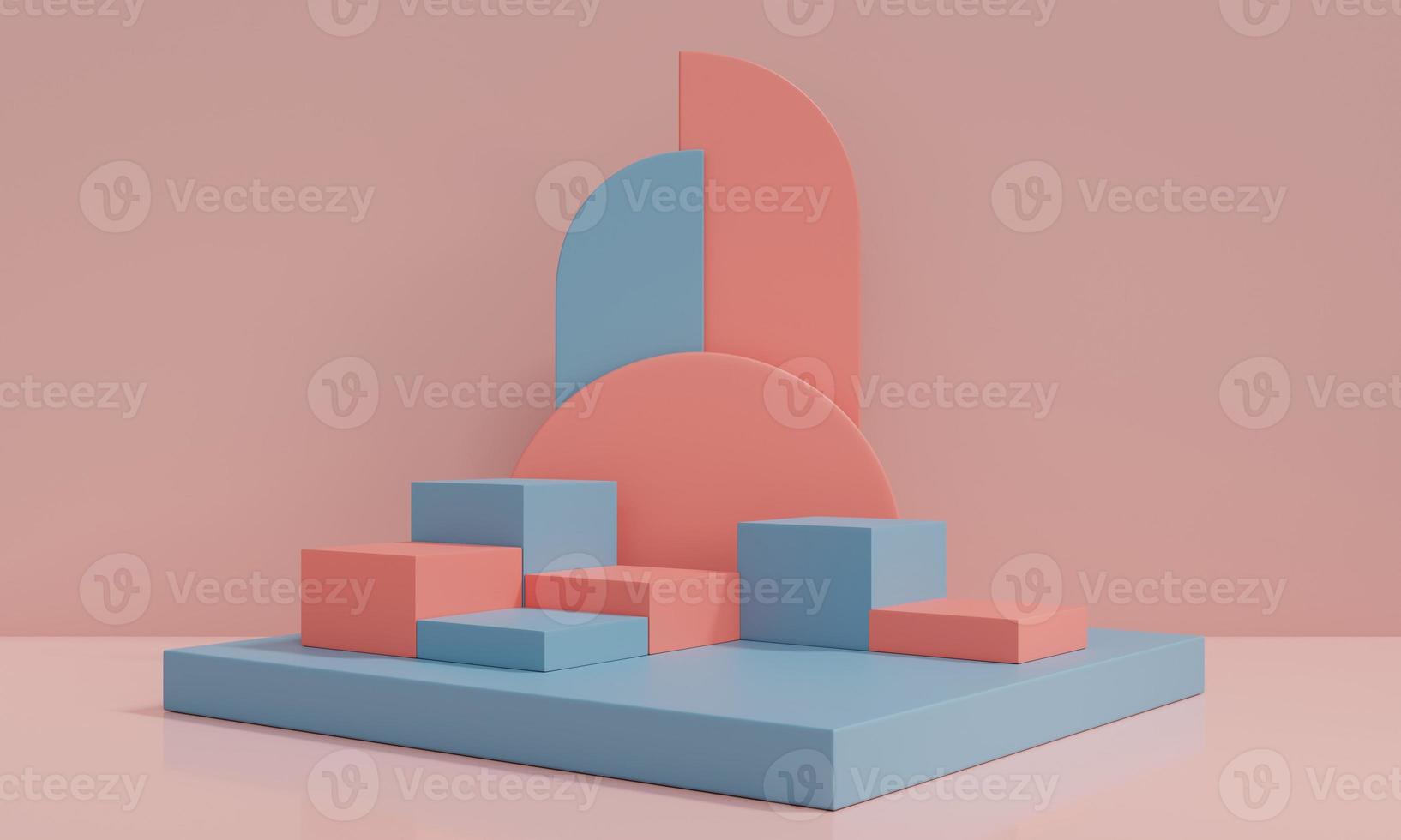 3D render Geometric shapes with Pastel colors background. orange background. photo