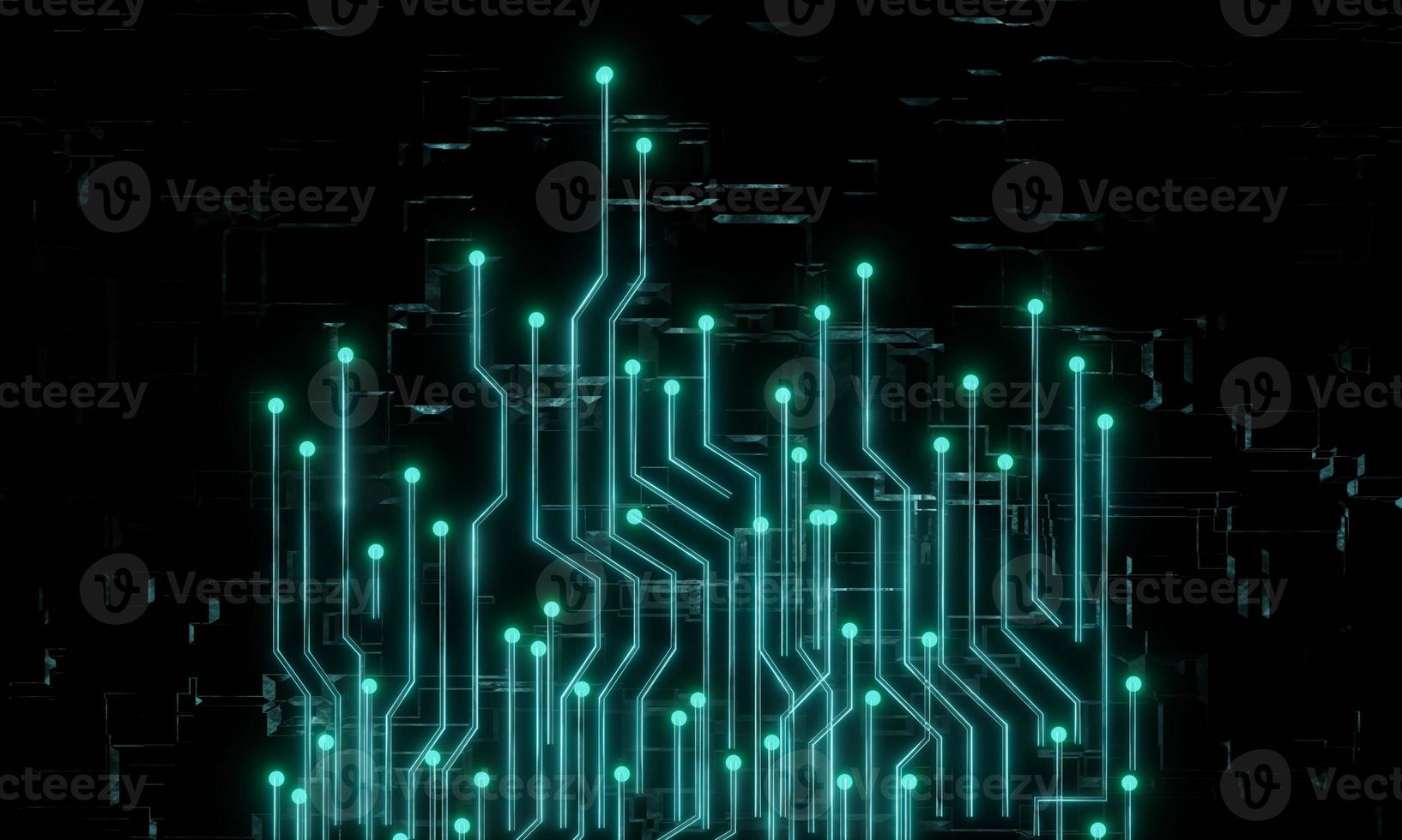 3D render Abstract technology concept particle connection background with blue lights. blue color abstract screen photo