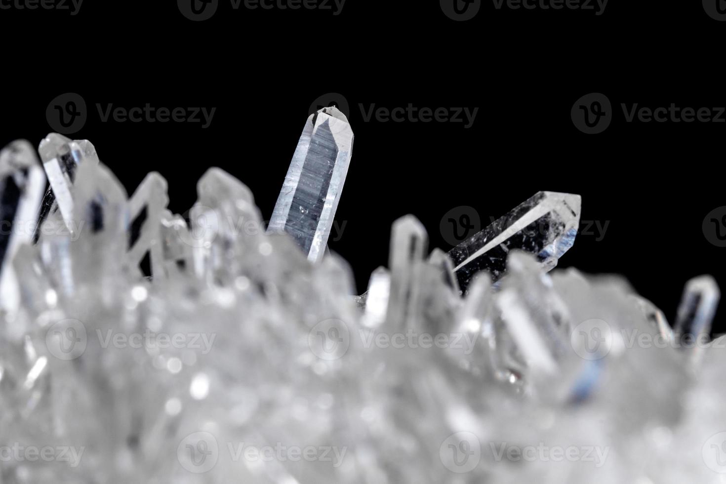 Macro Mineral Stone Rhinestone in Crystals on a Black Background photo