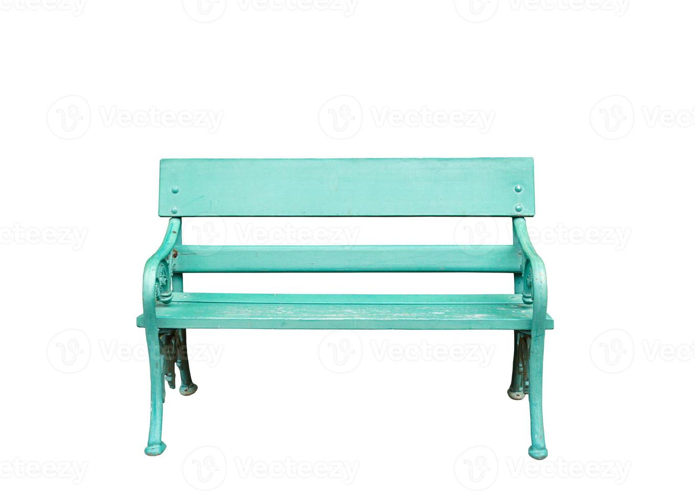 Green Bench isolated on white background  with clipping path photo