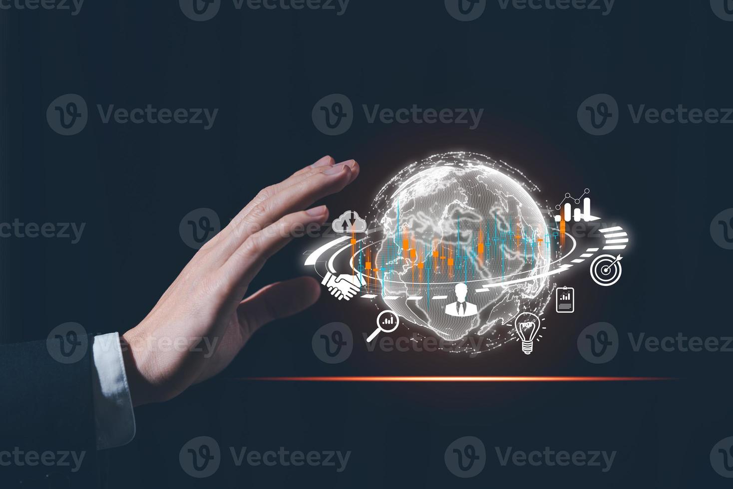 internet of thaing Business global internet connection application technology and digital marketing, Financial and banking, Digital link tech, big data. photo