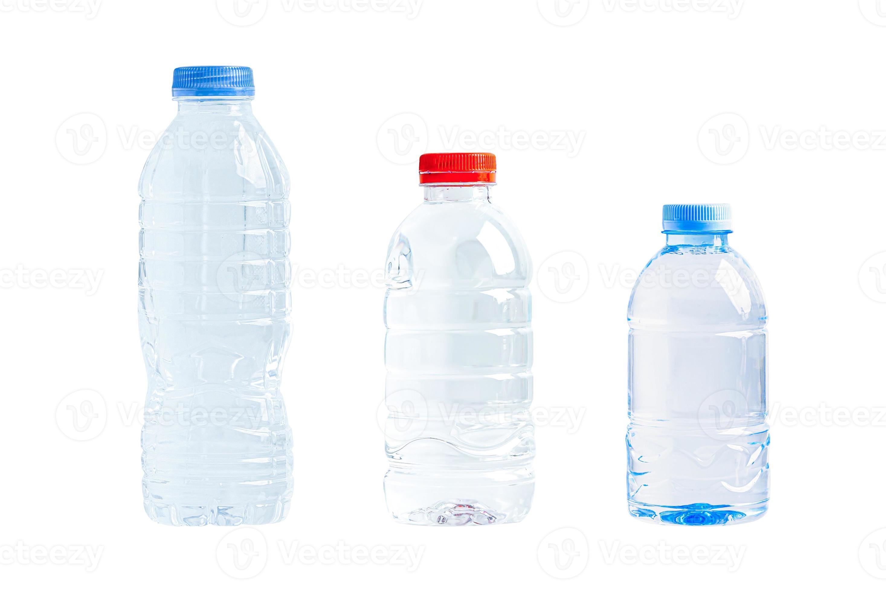 Plastic water bottle with empty crumpled used isolated on white