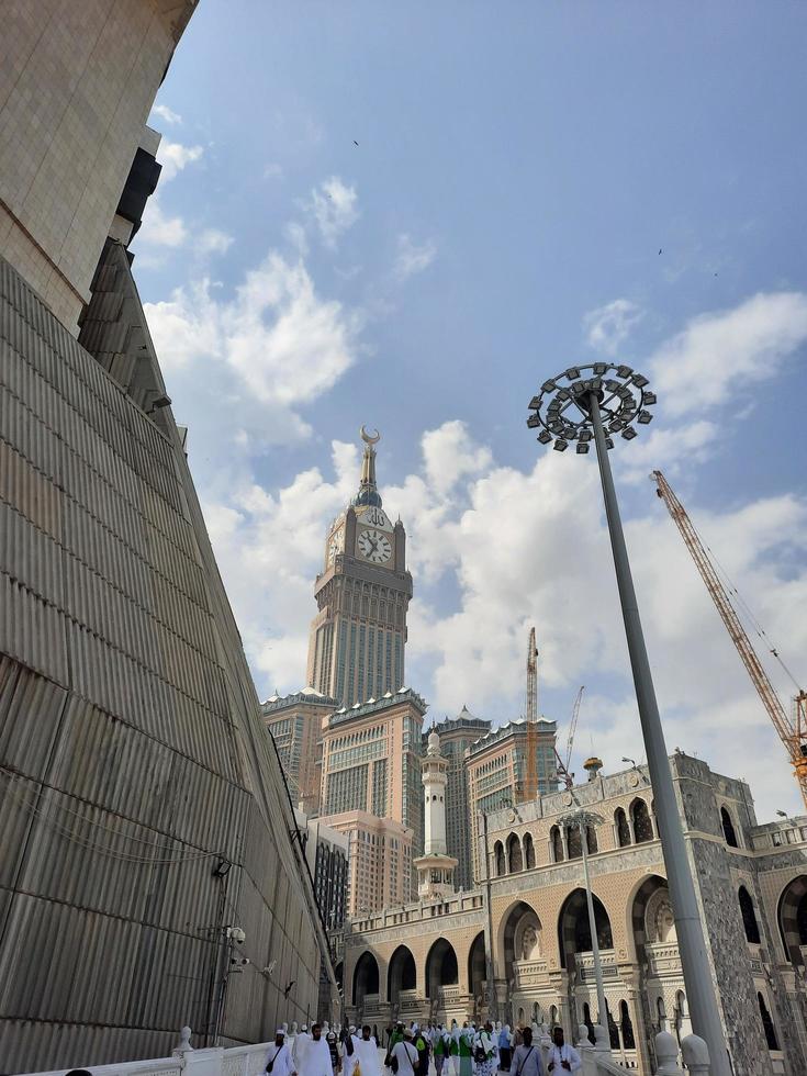 Mecca, Saudi Arabia, March 2023 - A beautiful daytime view of the Mecca Clock Tower in front of the Grand Mosque in Mecca, Saudi Arabia. photo