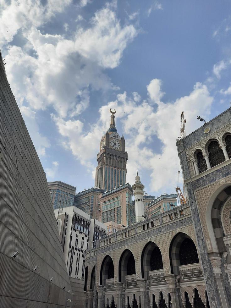 Mecca, Saudi Arabia, March 2023 - A beautiful daytime view of the Mecca Clock Tower in front of the Grand Mosque in Mecca, Saudi Arabia. photo
