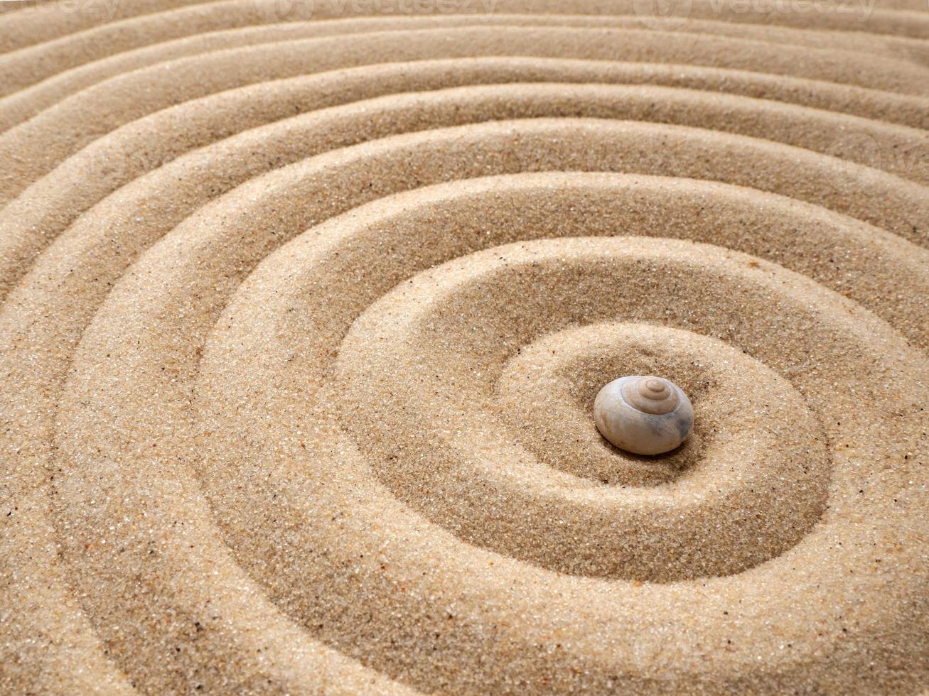 The concept of summer, rest. top view of a sandy background with dunes. The Zen concept. A spiral drawn in the sand photo