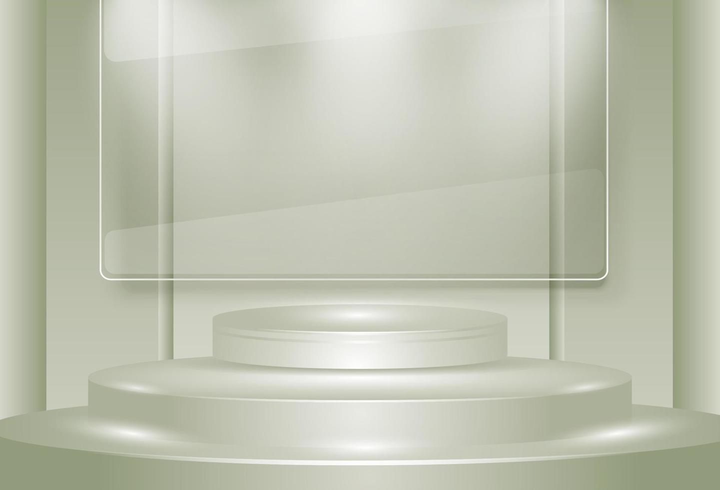 Abstract round podium illuminated with spotlight. Award ceremony concept. Stage backdrop. Vector illustration