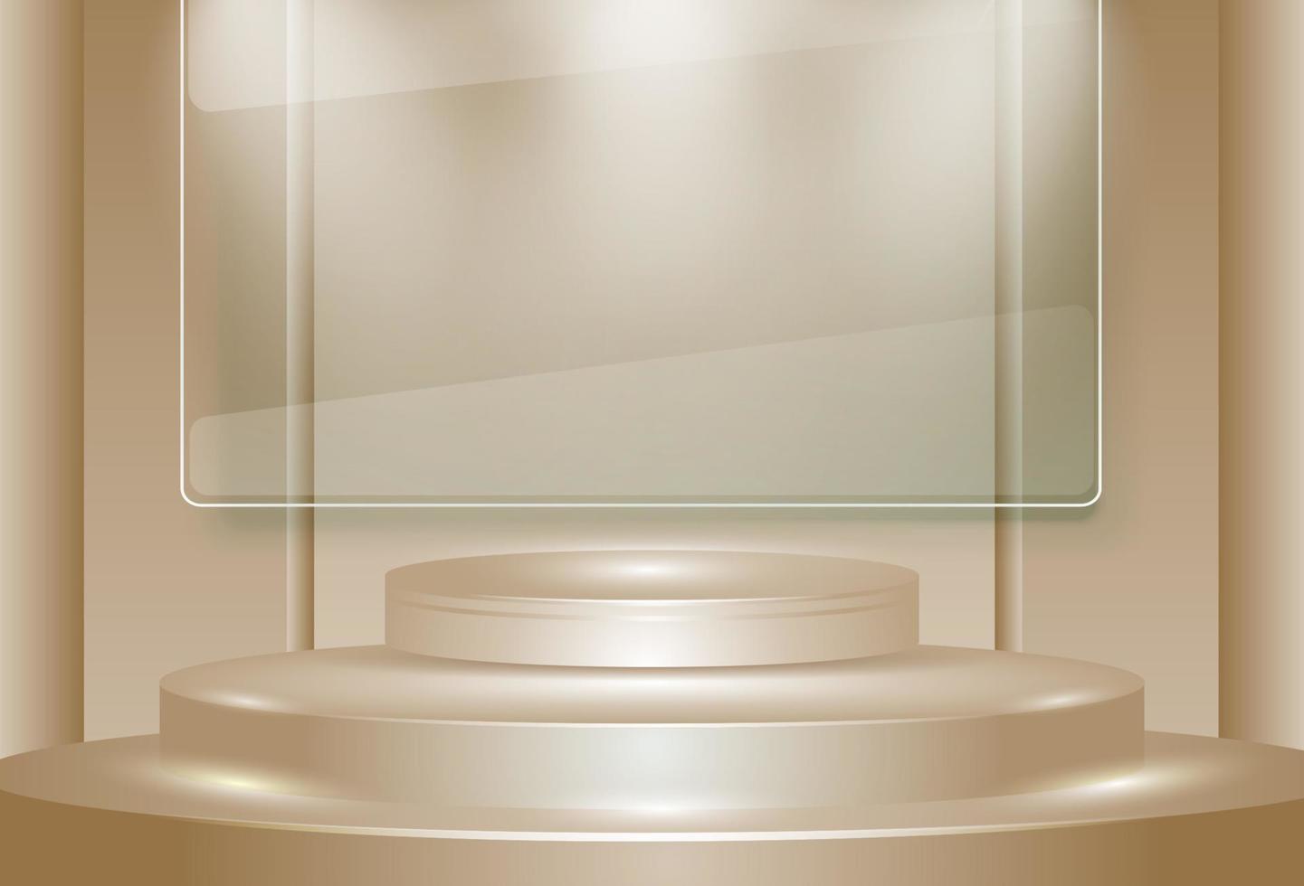 Abstract round podium illuminated with spotlight. Award ceremony concept. Stage backdrop. Vector illustration