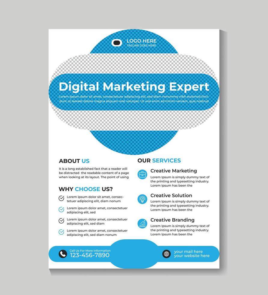 Digital marketing flyer design template for your company Free Vector