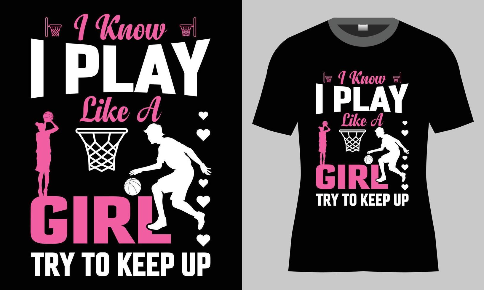 yo saber yo jugar me gusta un niña baloncesto juego de azar vector tipografía camiseta diseño.