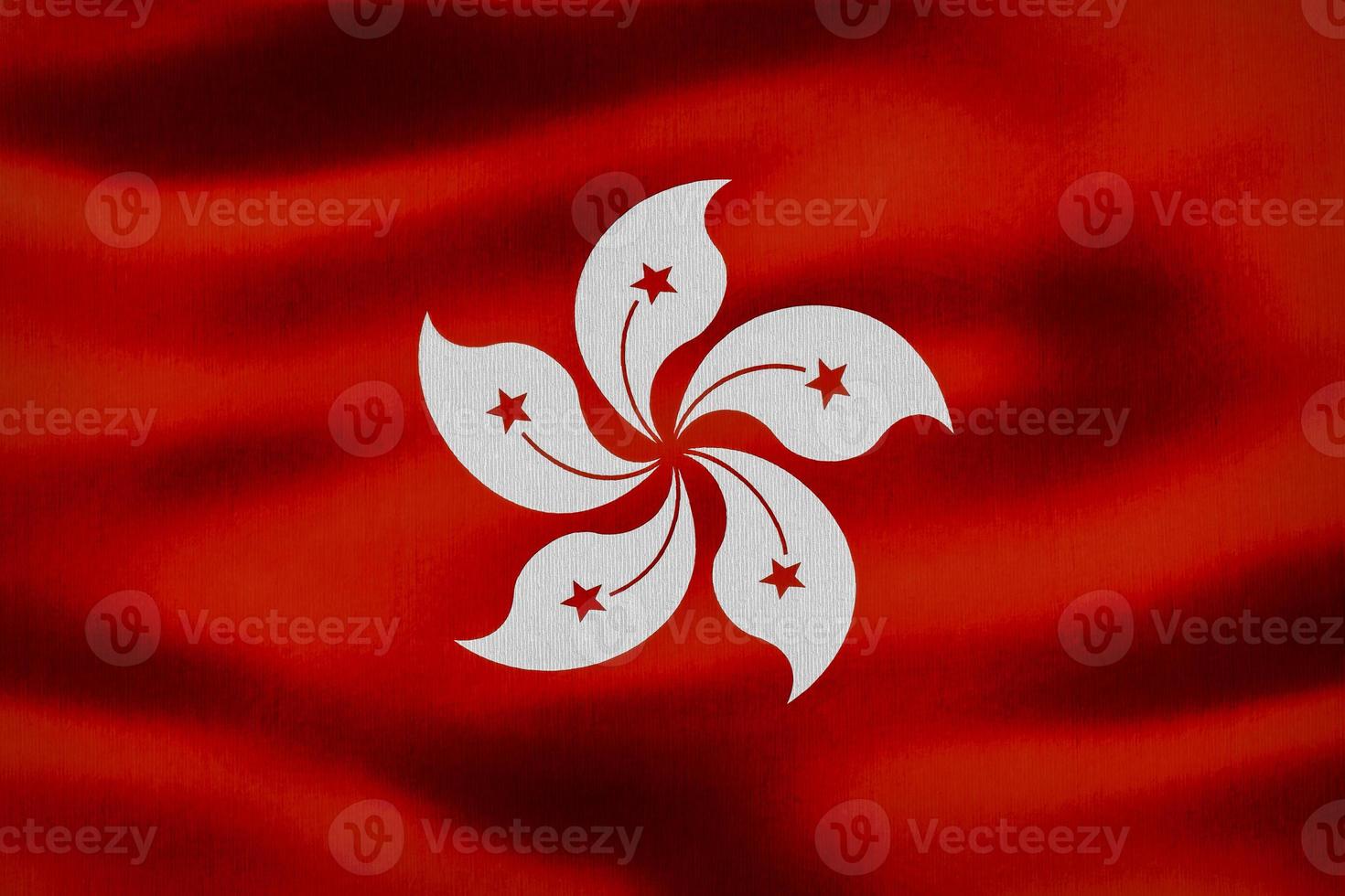 Hong Kong flag - realistic waving fabric flag photo