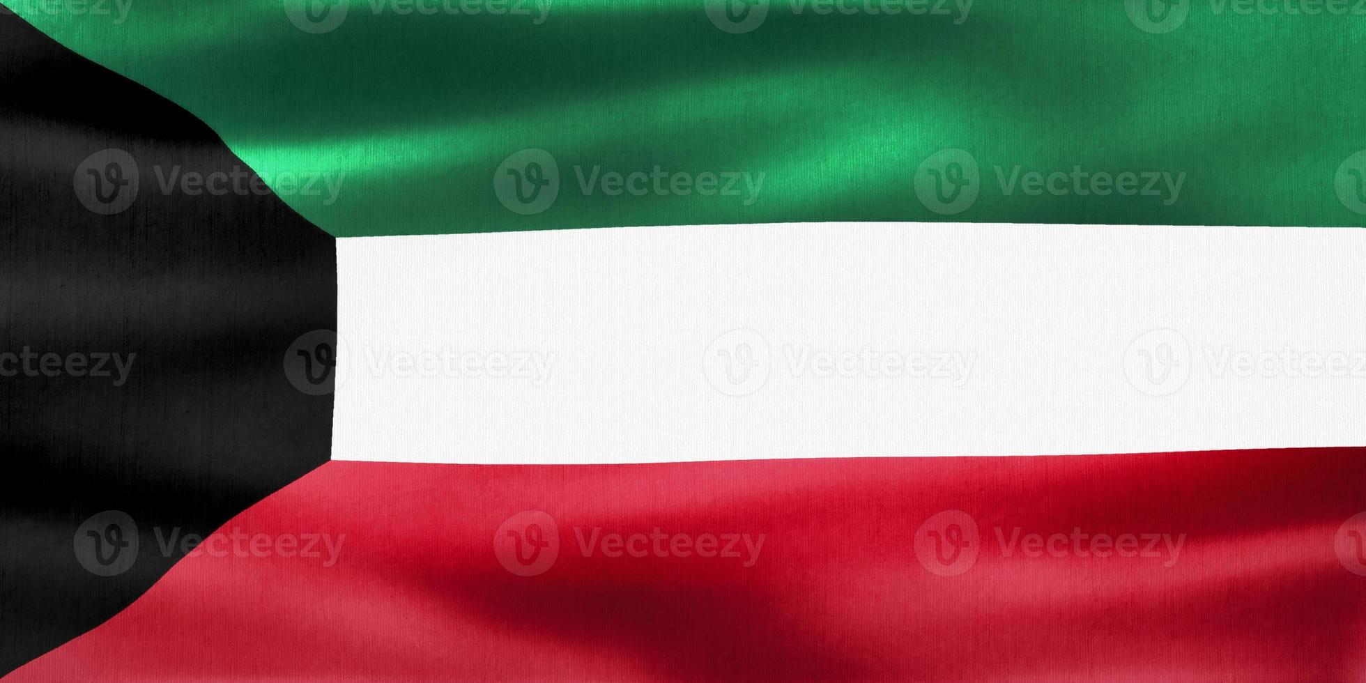 Ilustración 3d de una bandera de kuwait - bandera de tela ondeante realista foto