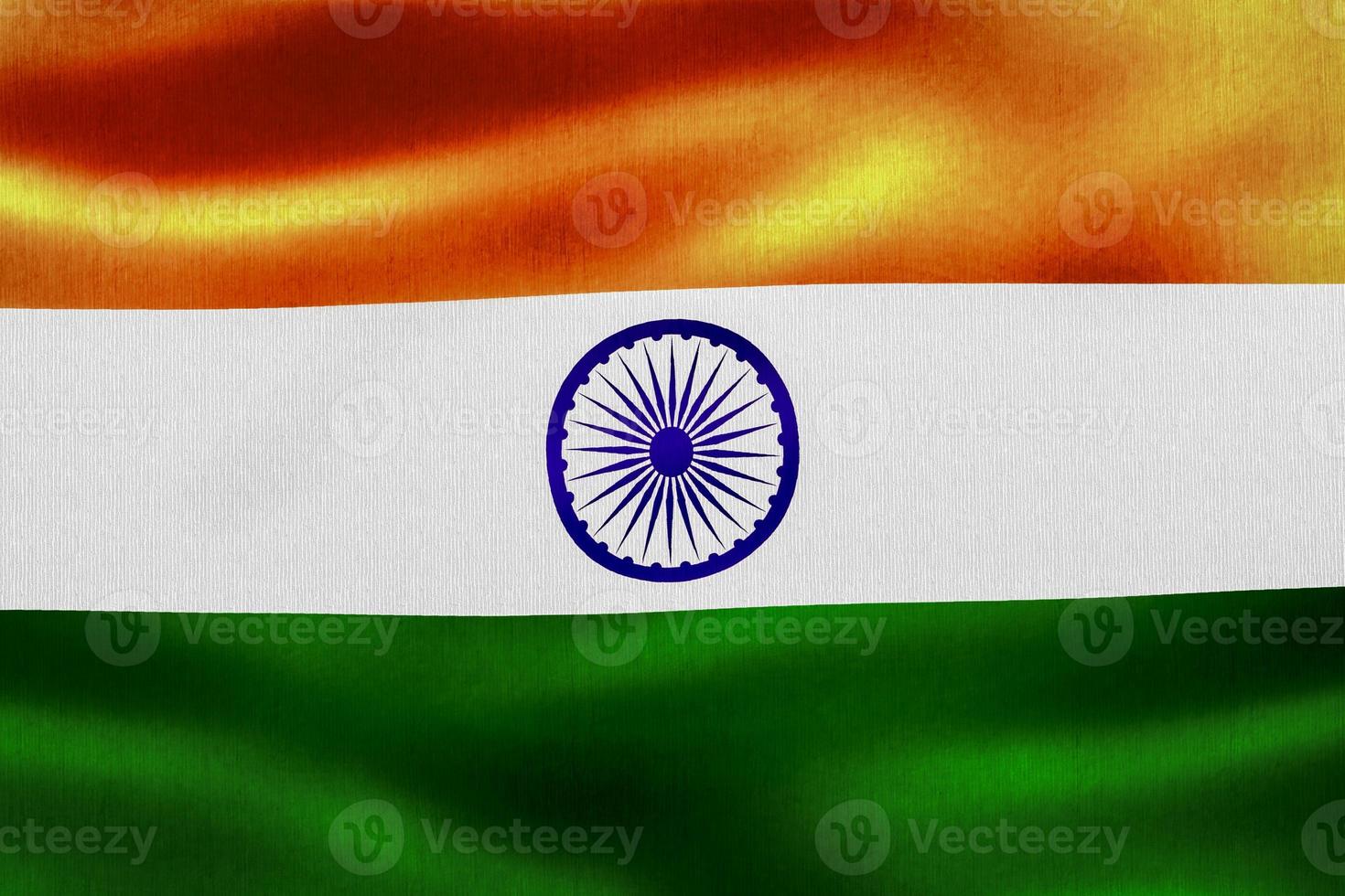 Ilustración 3d de una bandera india - bandera de tela ondeante realista foto