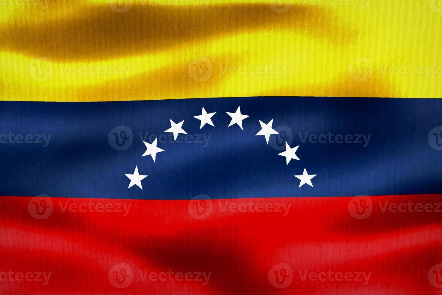 Ilustración 3d de una bandera de venezuela - bandera de tela ondeante realista foto