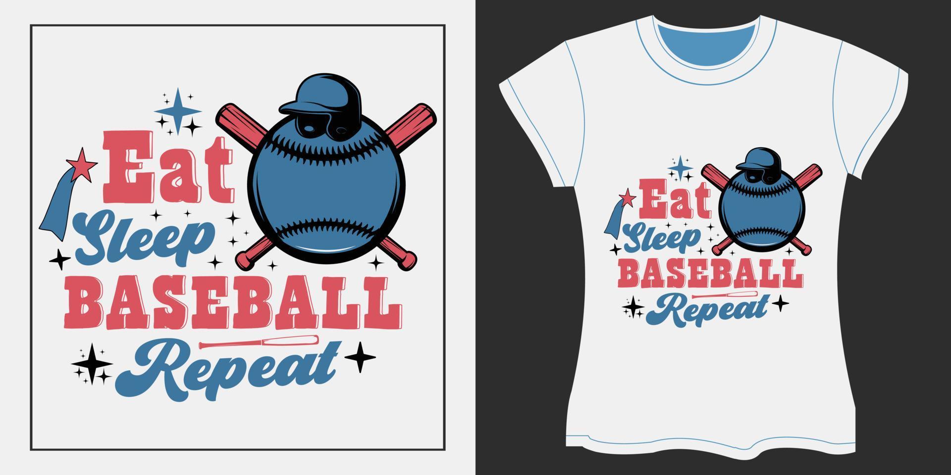 béisbol sublimación diseño. comer dormir béisbol repetir vector