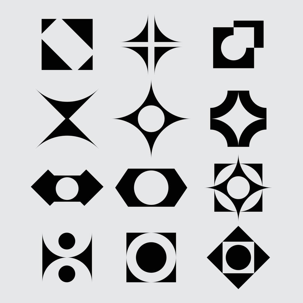 Abstract shape universal icon element poster, banner, sticker clip art decorative pattern monochrome vector