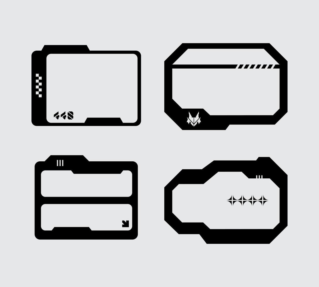 Frame display square futuristic interface element set vector monochrome for design project editable