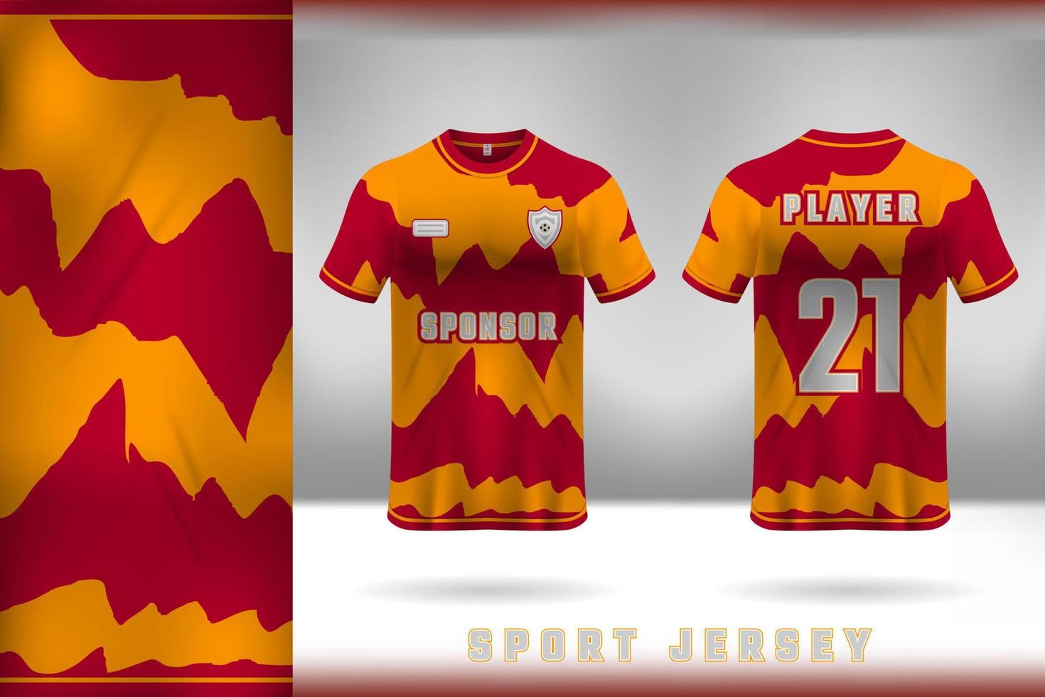 Orange red sport jersey template design vector