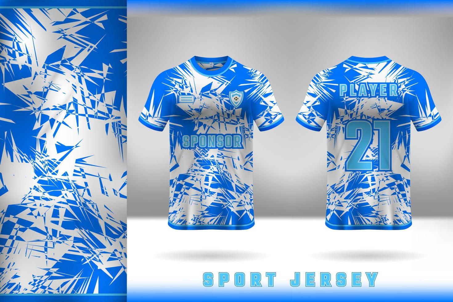 deporte jersey modelo diseño en azul y blanco vector