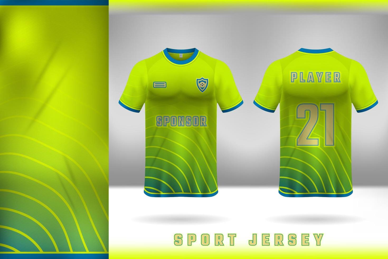 Yellow green sports jersey template design vector