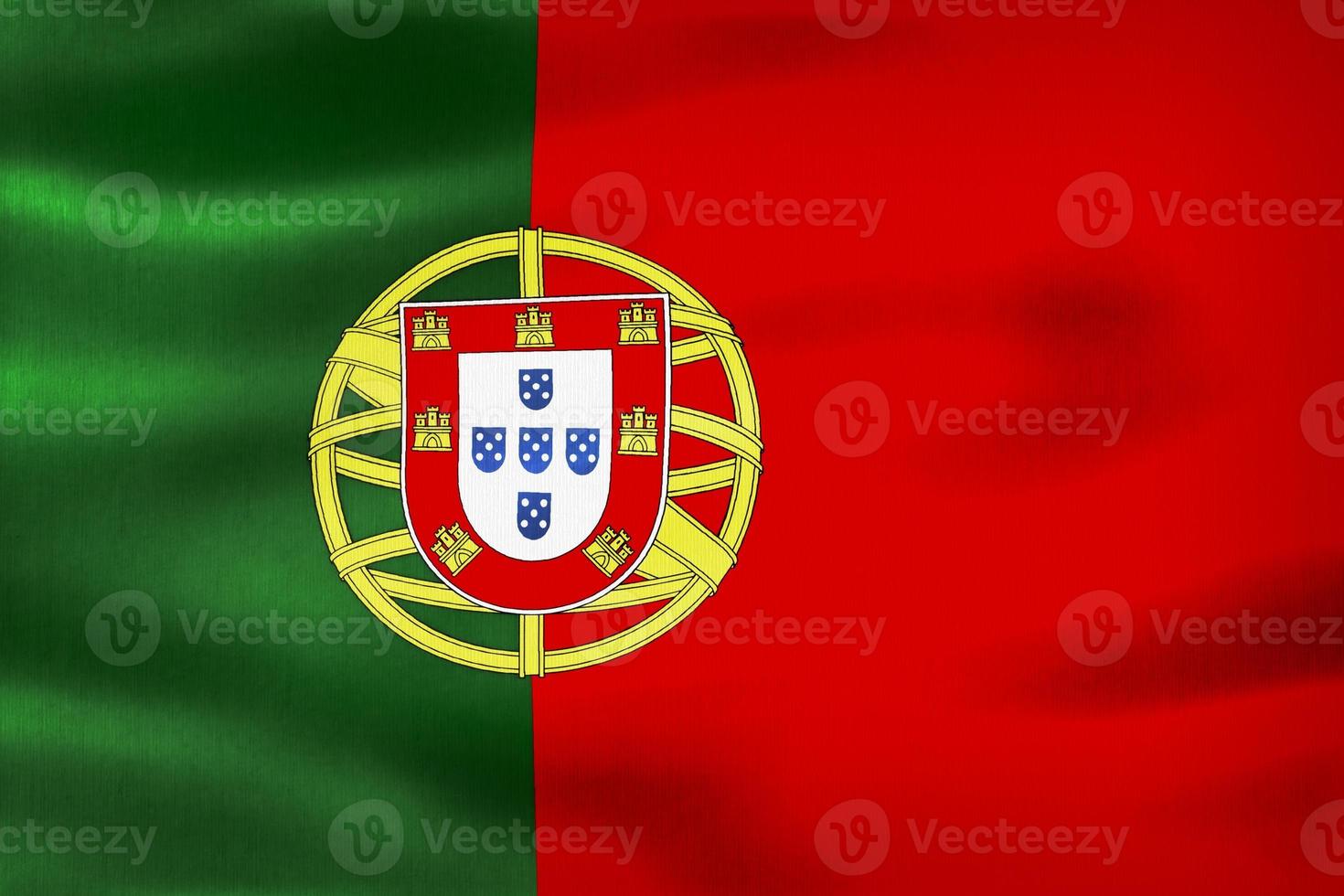 3D-Illustration of a Portugal flag - realistic waving fabric flag photo