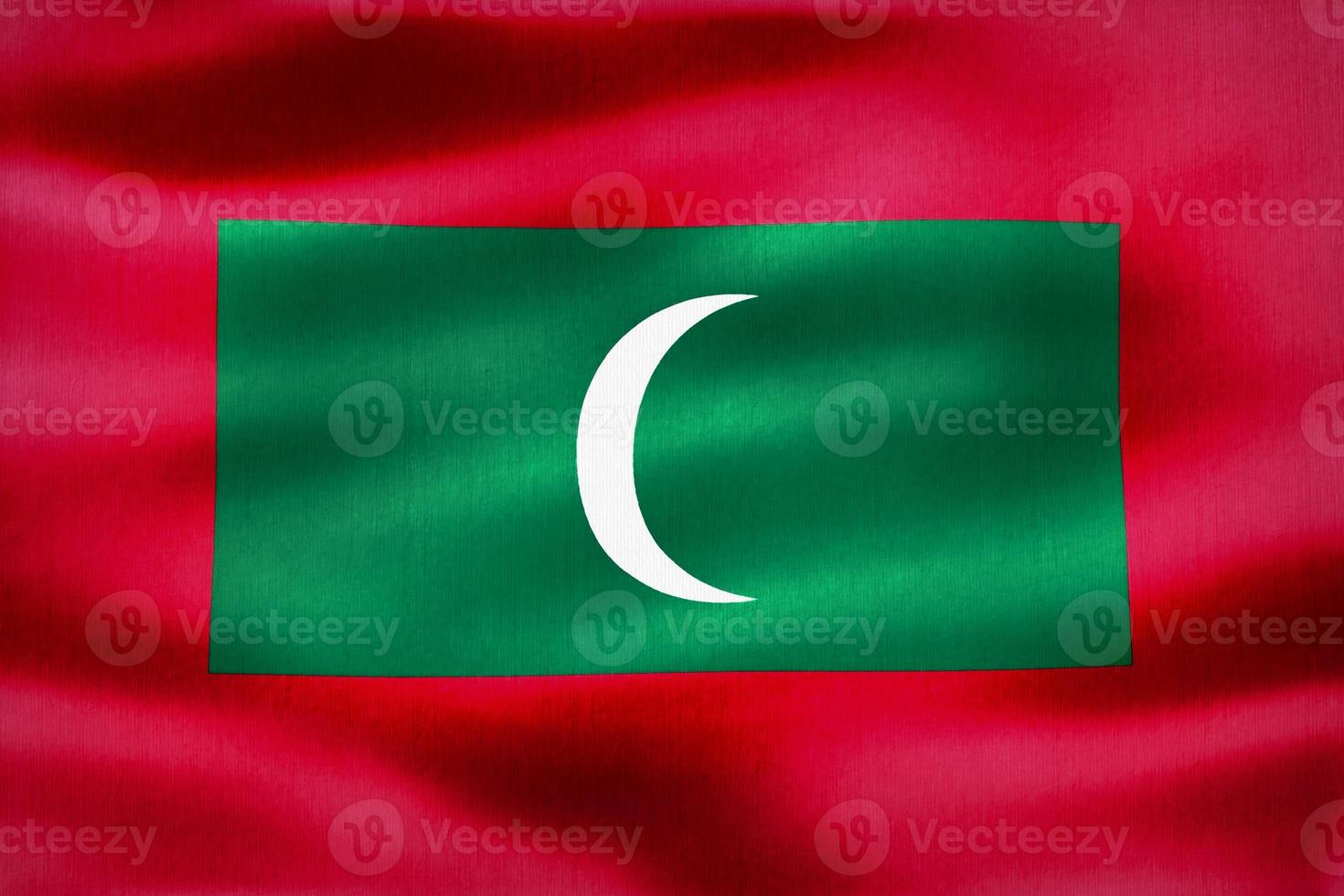 3D-Illustration of a Maldives flag - realistic waving fabric flag photo