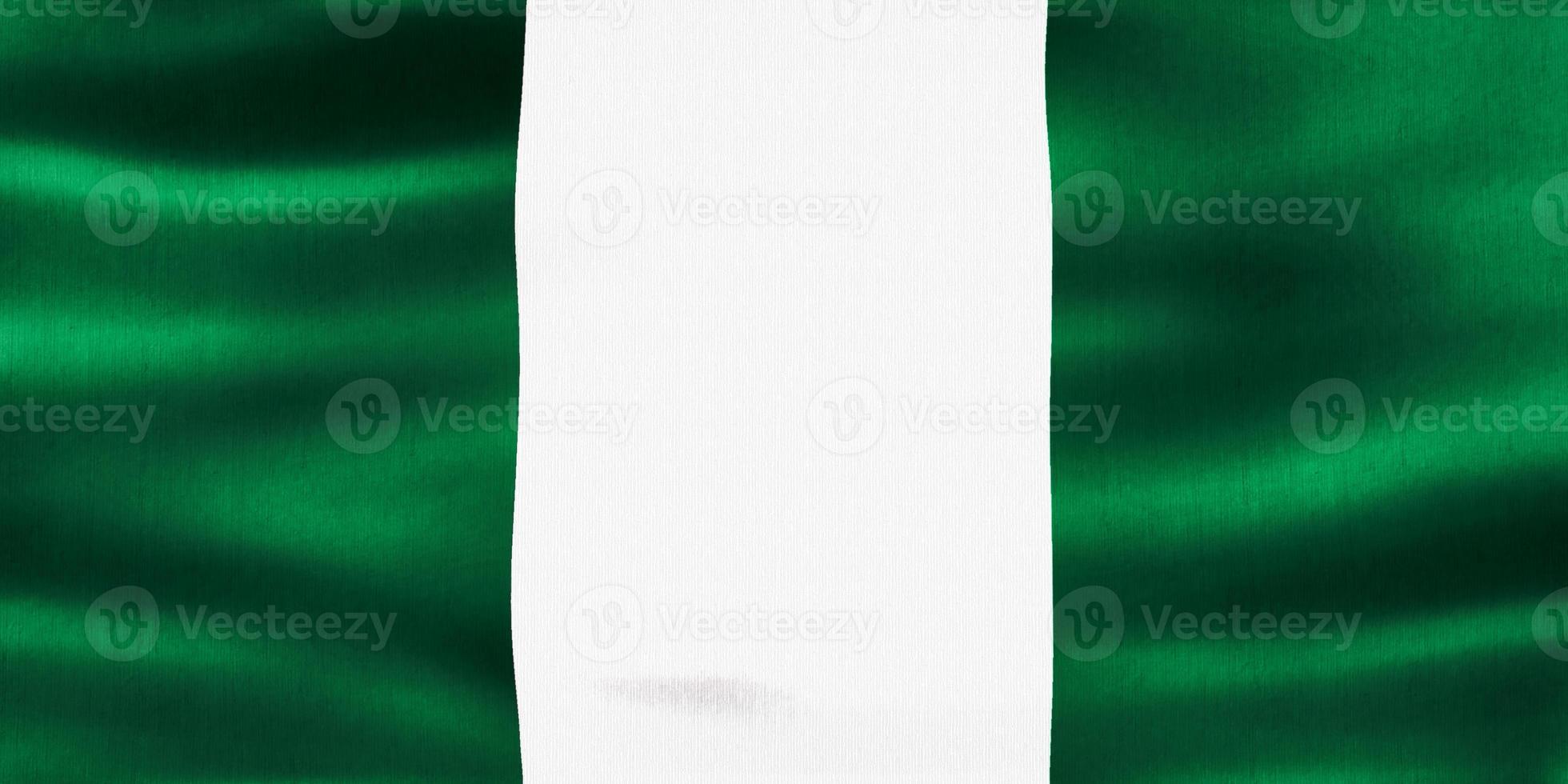 Ilustración 3d de una bandera de nigeria - bandera de tela ondeante realista foto